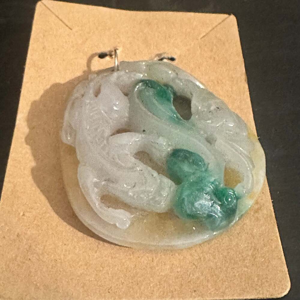 Natural Green Jadeite Carved Dragon Pendant